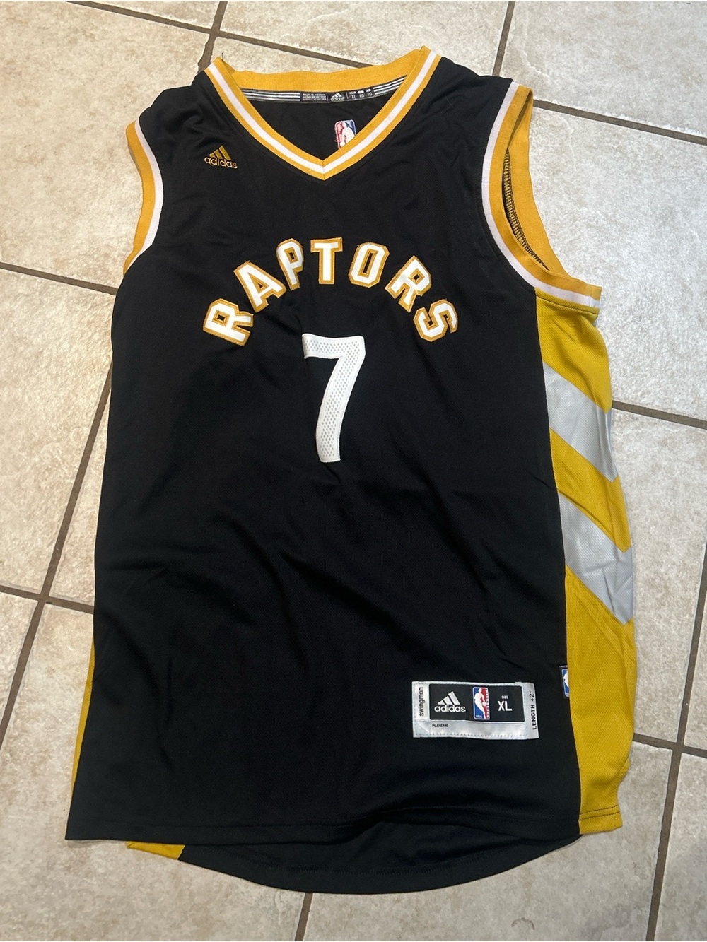 adidas Black and Gold Raptors #7 Basketball Jersey